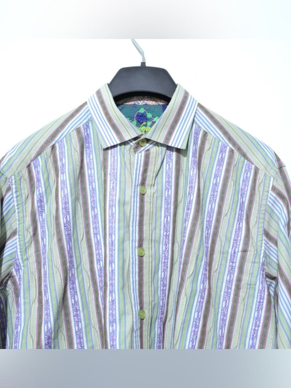 Robert Graham Mens Medium Flip Cuff Button Down Shirt Floral Design M